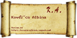 Kovács Albina névjegykártya